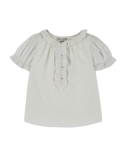 Blouse volants rayures ciel