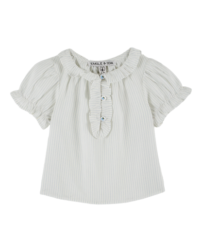 Blouse volants rayures ciel