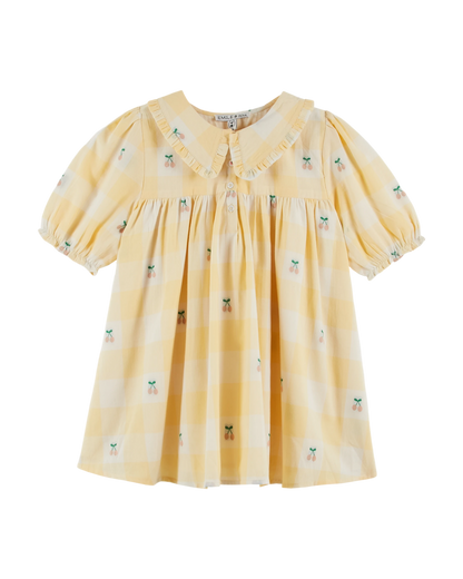 Robe ample cerises vichy jaune
