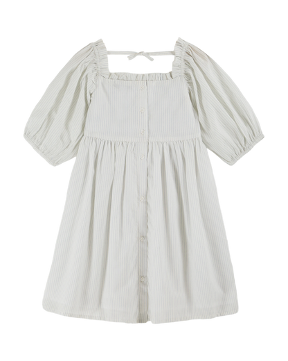 Robe brodée smockée rayures ciel