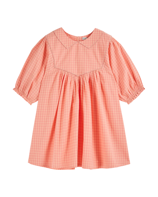 Robe ample vichy pivoine