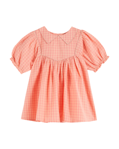 Robe ample vichy pivoine