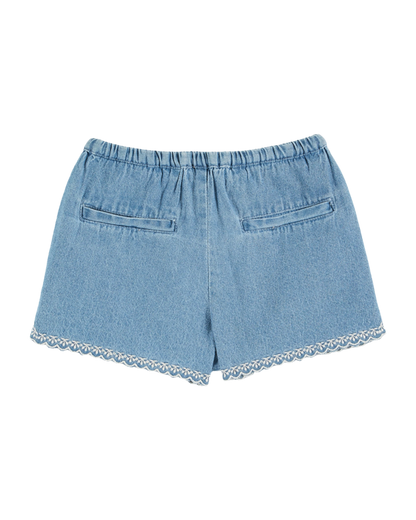 Short brodé denim clair
