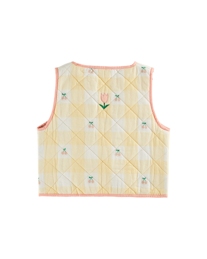 Veste sans manches matelassée vichy jaune
