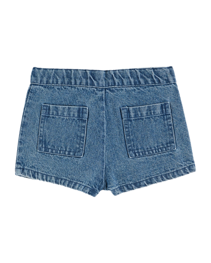 Short poches fleurs denim
