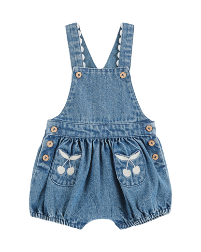 Salopette brodée cerise denim