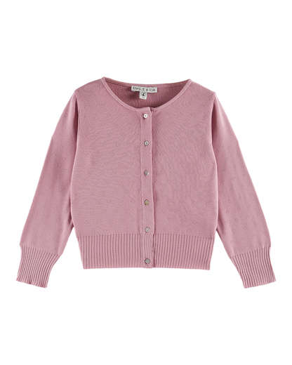 Cardigan pointelle modal lilas