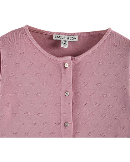 Cardigan pointelle modal lilas