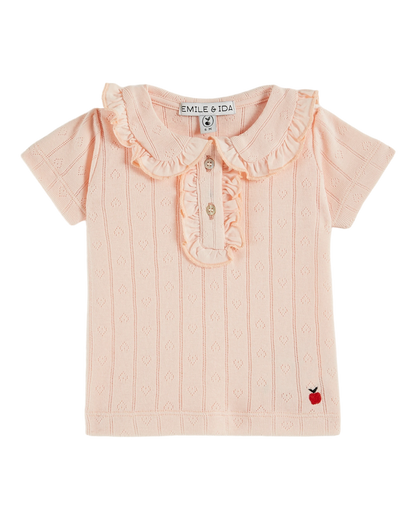 Polo pointelle modal rose pastel
