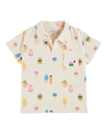 Polo éponge glaces écru