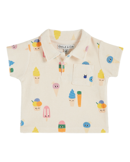 Polo éponge glaces écru