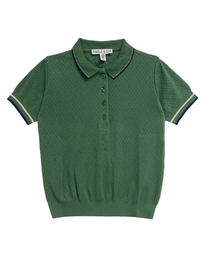 Polo pointelle modal vert foncé