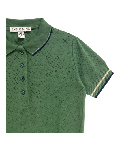 Polo pointelle modal vert foncé