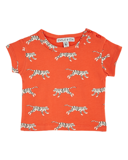T-shirt coton bio tigres rouge