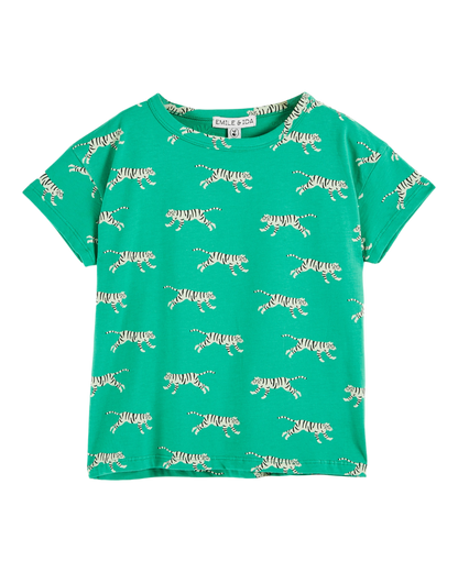 T-shirt coton bio tigres vert