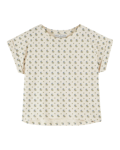 T-shirt coton bio à fleurs iris