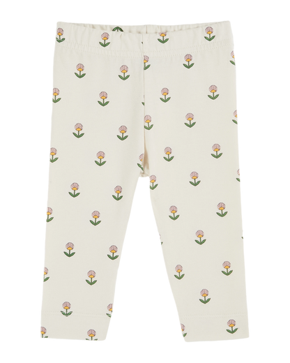 Legging fleurs douces écru