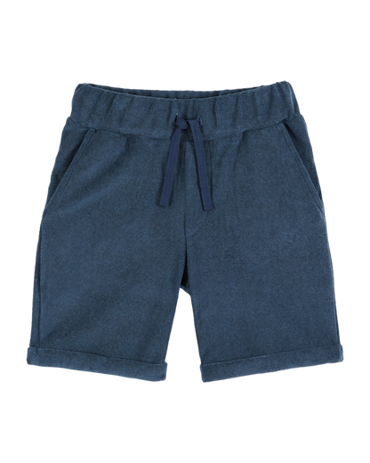 Short éponge uni bleu foncé
