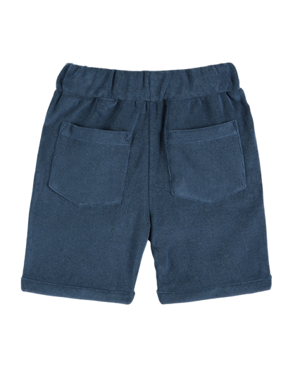 Short éponge uni bleu foncé