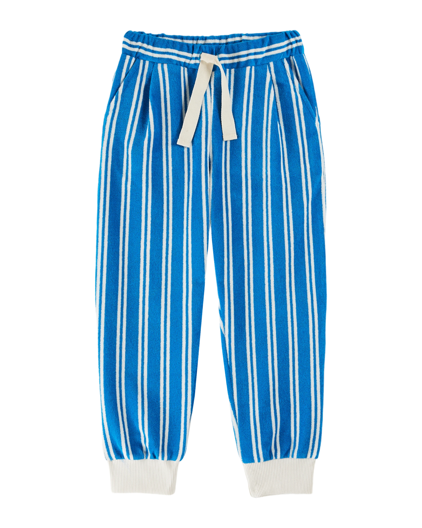 Jogger éponge rayures azur