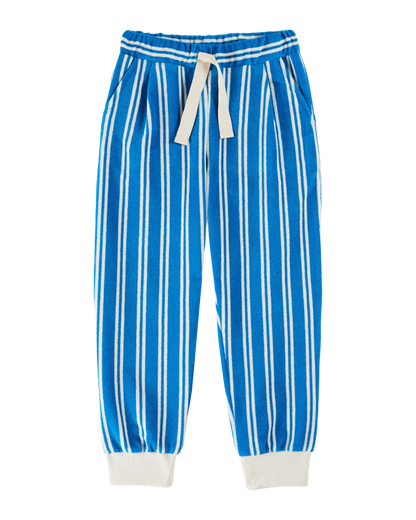 Jogger éponge rayures azur