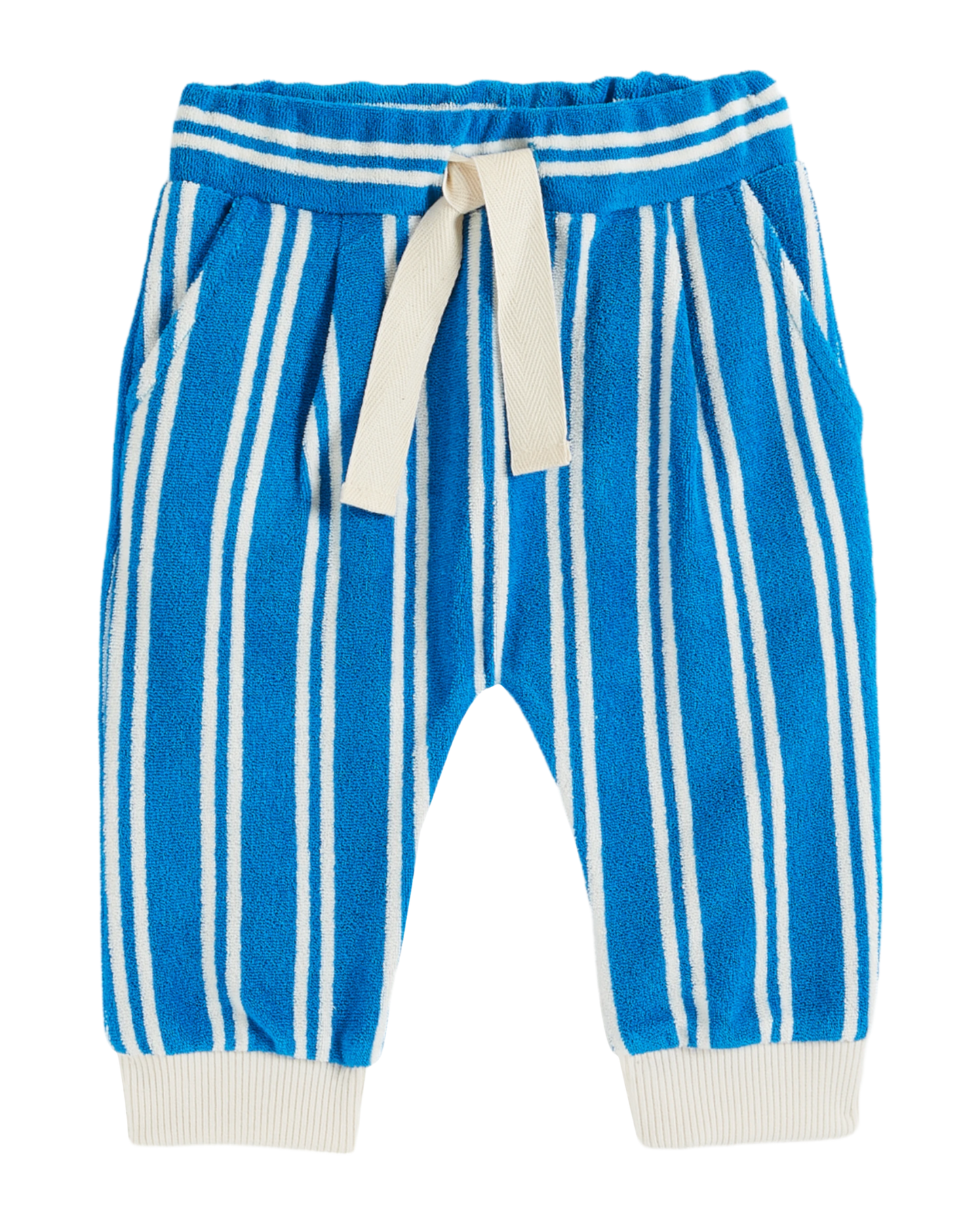 Jogger éponge rayures azur