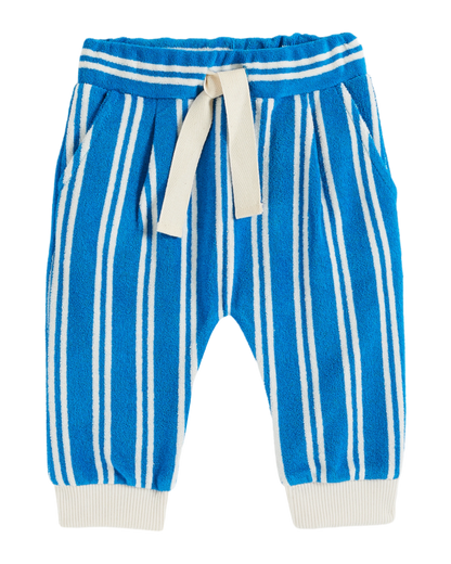 Jogger éponge rayures azur