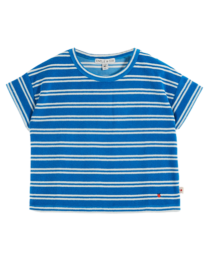 T-shirt éponge rayures azur