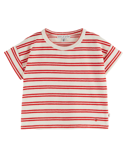 T-shirt éponge rayures rouge