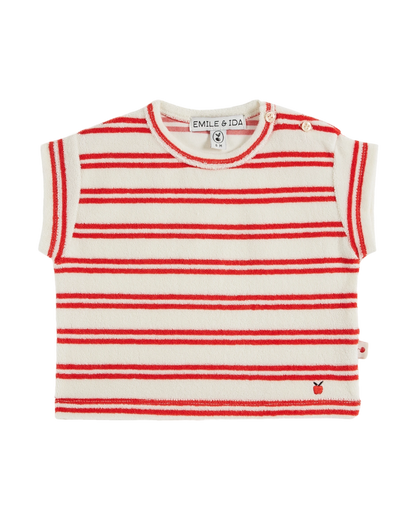 T-shirt éponge rayures rouge