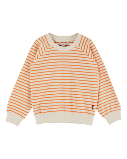 Sweat enfant rayures coton bio orange