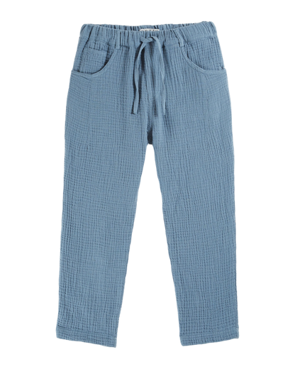Pantalon gaze de coton gris bleu