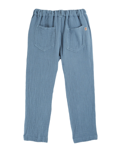 Pantalon gaze de coton gris bleu