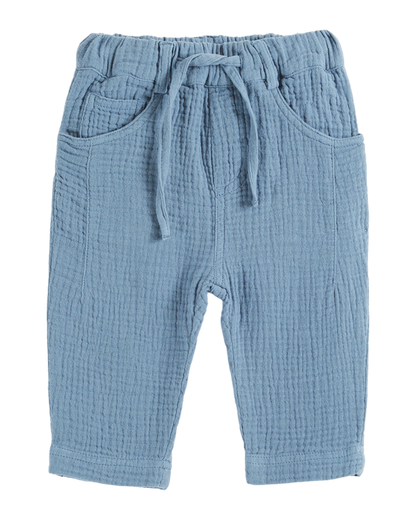 Pantalon gaze de coton gris bleu