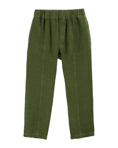 Pantalon lin vert foncé