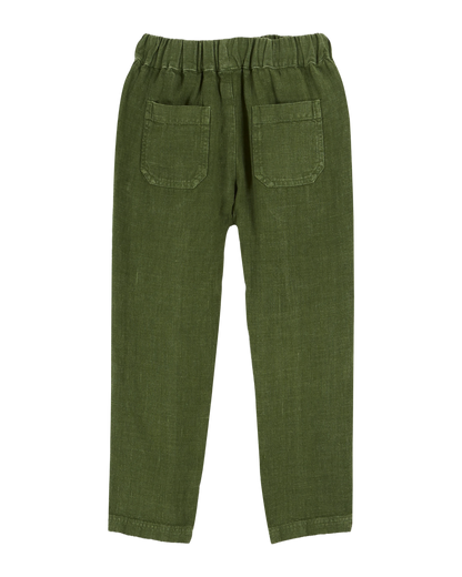 Pantalon lin vert foncé