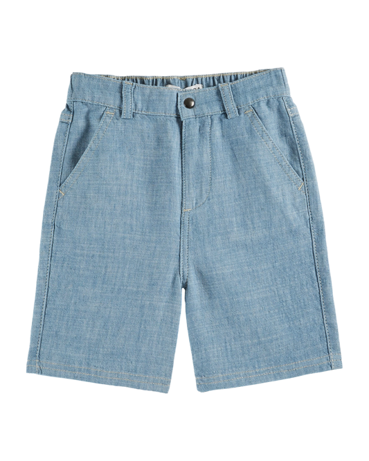 Bermuda coton et lin bleu clair