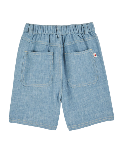 Bermuda coton et lin bleu clair