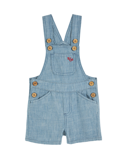 Salopette bébé coton et lin bleu clair