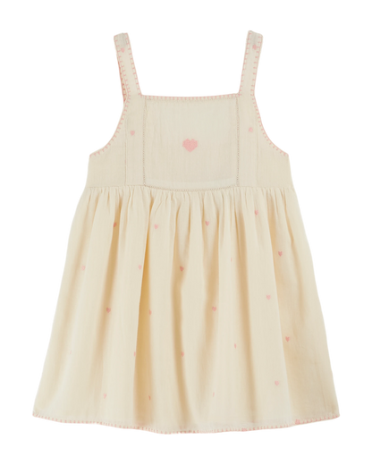 Robe brodée coeur écru