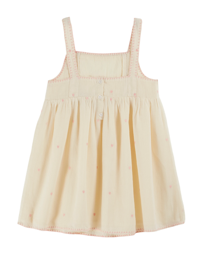 Robe brodée coeur écru