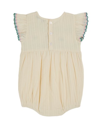 Combibloomer brodé smocké main écru