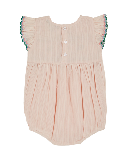 Combibloomer brodé smocké main rose pastel