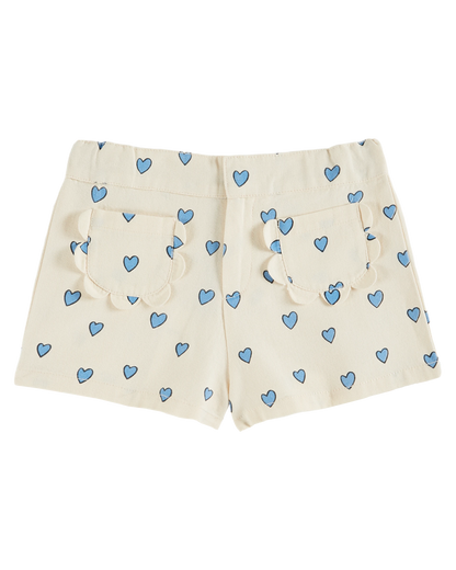 Short poches fleurs coeur écru