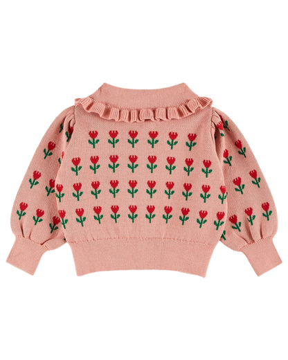 Cardigan volanté coton bio jacquard blossom