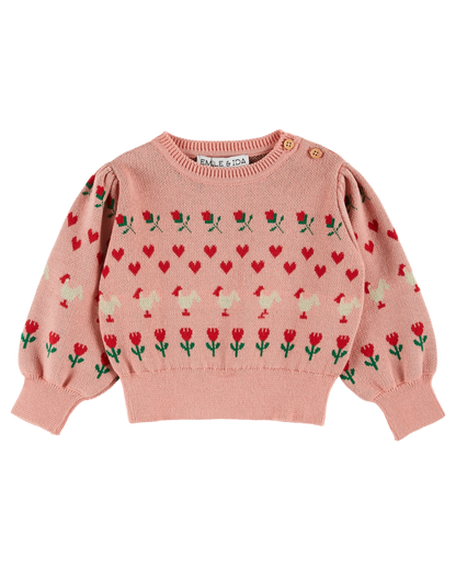Pull coton bio jacquard blossom