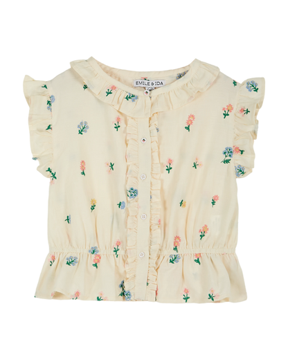 Blouse brodée à fleurs banane