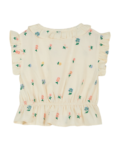 Blouse brodée à fleurs banane