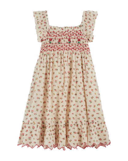 Robe brodée smockée floresco