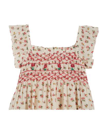 Robe brodée smockée floresco